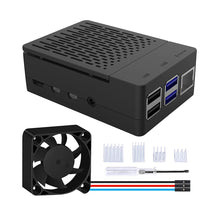 52Pi Raspberry Pi 4 Fan ABS Case with PWM Cooling Fan 40X40X10mm and 4pcs Raspberry Pi 4 Heatsink for Raspberry Pi 4 Model B (Black with Large Fan)
