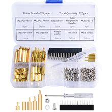 52Pi Raspberry Pi Screws Kit 220pcs Waterproof M2.5 Copper Steel Hex Socket Male-Female Standoff Screws Box Nut Kit Assortment Set