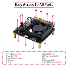 52Pi X735 V3.0 with Safe Shutdown & PMW Cooling Fan Expansion Board, Acrylic Plate for Raspberry Pi 4 Model B
