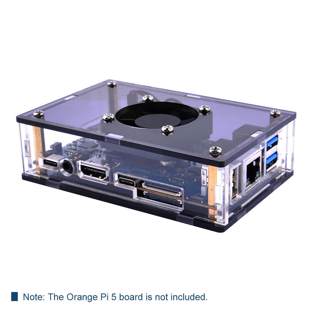 Orange Pi 5/5B Starter Kit Acrylic Case Transparent Shell with Fan Pow –  52Pi Store