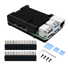 Aluminum Alloy CNC Armor Case 40 Pin Header Gray/Black Passive Cooling Metal Enclosure for Raspberry Pi 4B