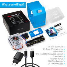 52Pi ABS Mini Tower RGB Cooling Fan With 0.96 OLED Screen Case Kit for Raspberry Pi 4B