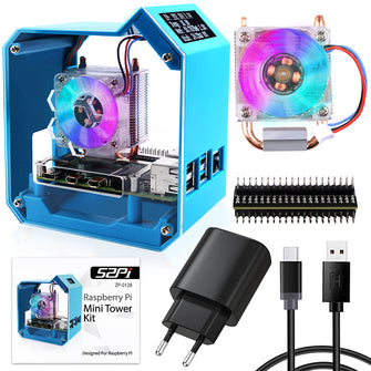 ABS Mini Tower RGB Cooling Fan With 0.96 OLED Screen Case Kit for Raspberry Pi