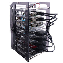 52Pi Rack Tower Acrylic Cluster Case (8 Layer) LED RGB Light Large Cooling Fan For Raspberry Pi / Jetson Nano