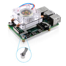 52Pi Low-Profile ICE Tower CPU Cooler for Raspberry Pi 4 B / 3B+ / 3B, with RGB LED Light Cooling Fan