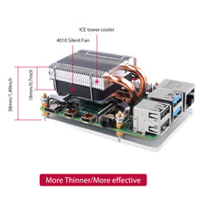 52Pi Low-profile ICE Tower 4010 Silent Cooling Fan with Horizontal Heatsink for Raspberry Pi 4B/3B+/3B