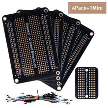 Gold-Plated Prototype PCB Solderable Breadboard for DIY Arduino Soldering Projects, Electronics Projects & Raspberry Pi, with M-M Dupont Jumper Wire Cable (4 Pack & 1/4Mini Board)