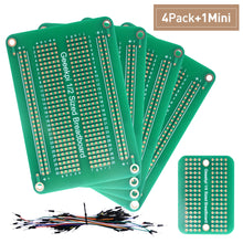 Gold-Plated Prototype PCB Solderable Breadboard for DIY Arduino Soldering Projects, Electronics Projects & Raspberry Pi, with M-M Dupont Jumper Wire Cable (4 Pack & 1/4Mini Board)