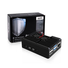 52Pi New Black Aluminum CNC Alloy Case Enclosure Shell Cover with 2510 Dual Cooling Fan for Raspberry Pi 4B