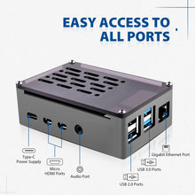 52Pi Raspberry Pi 4 Model B Aluminum Brick Case Black Enlosure Shell with 4010 Low-Profile Ice Tower Cooling Fan for RPI 4B