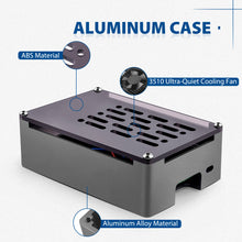 52Pi Raspberry Pi 4 Model B Aluminum Brick Case Black Enlosure Shell with 4010 Low-Profile Ice Tower Cooling Fan for RPI 4B