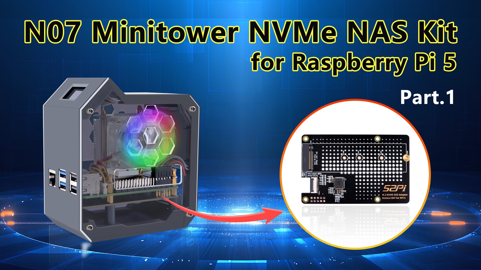 52Pi N07 Minitower NVMe NAS Kit for Raspberry Pi 5 SKU: ZP-0187