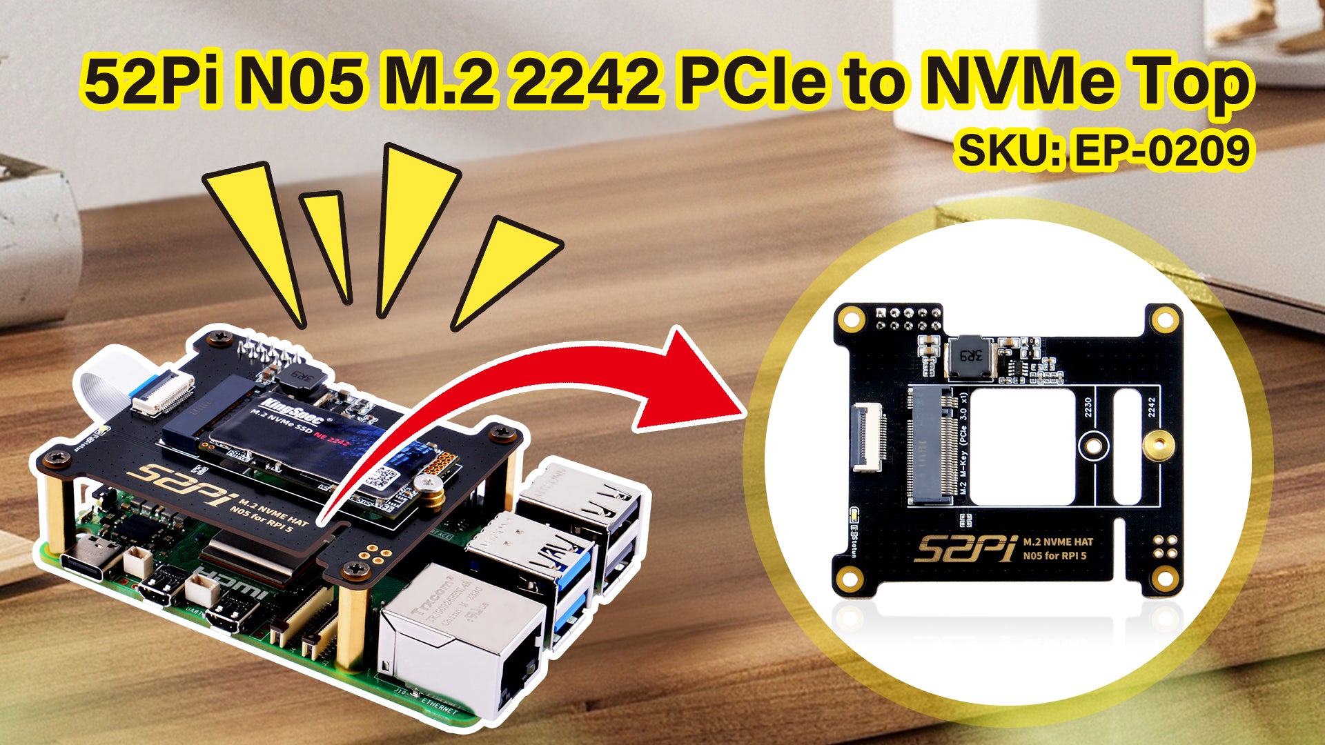 52Pi N05 M.2 2242 PCIe to NVMe Top SKU: EP-0209