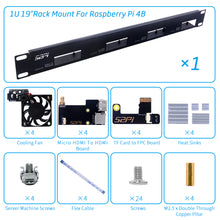 52Pi 1U Rack Steel Bracket Kit For Raspberry Pi 4B Clusters 19 Inch 4 Slots Heatsinks TF Card to FPC Board Cooling Fan Cable