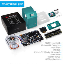 52Pi ABS Mini Tower RGB Cooling Fan With 0.96 OLED Screen UPS Case Kit for Raspberry Pi 4B