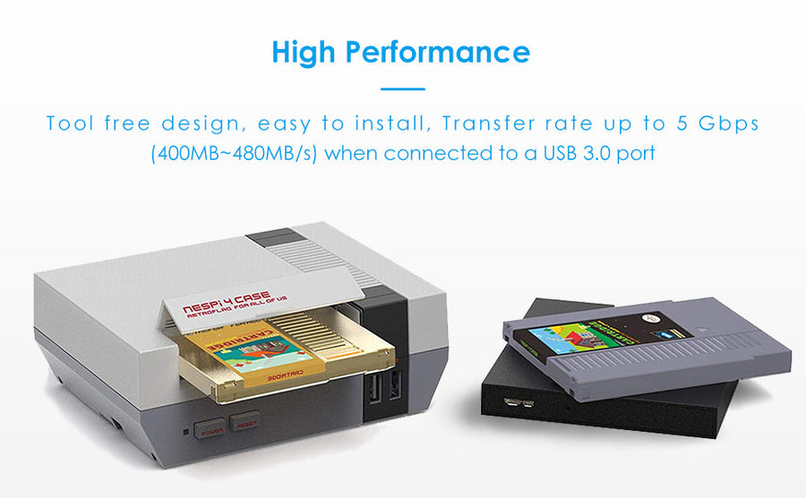 52Pi Retroflag Nespi4 Case Cartridge Hard Drive Enclosure 5Gbps