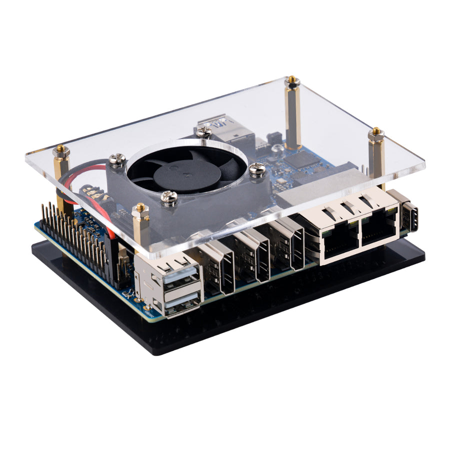 52Pi Orange Pi 5 Plus Acrylic Case Transparent Shell with Fan