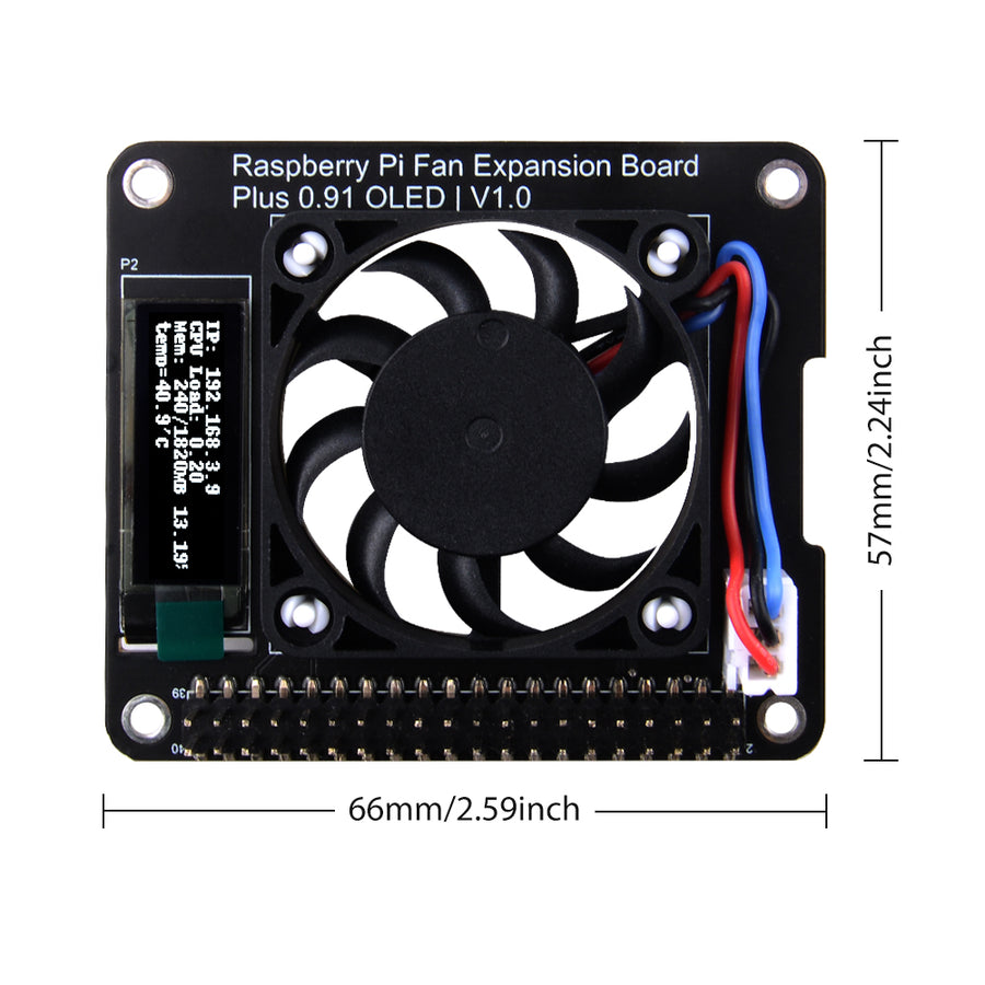 52Pi Raspberry Pi Cooling Fan Expansion Board Plus 0.91 OLED V1.0