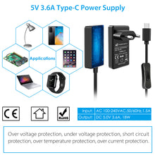 52Pi 5V 3.6A EU Plug Power Supply Adapter with Switch-on/off Cable