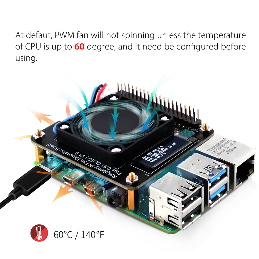 はひふへほ 52Pi Raspberry Pi Cooling Fan Expansion Board Plus 0.91 OLED V1.0