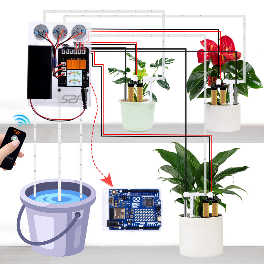 automatic plant watering system with arduino 52Pi Plant Watering Kit with Arduino UNO R4 WiFi, Automatic Irrigation – 52Pi Store