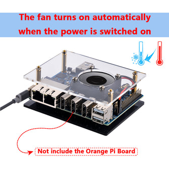 Orange Pi 5 Plus Acrylic Case Transparent Shell with Fan Power Supply Heatsink