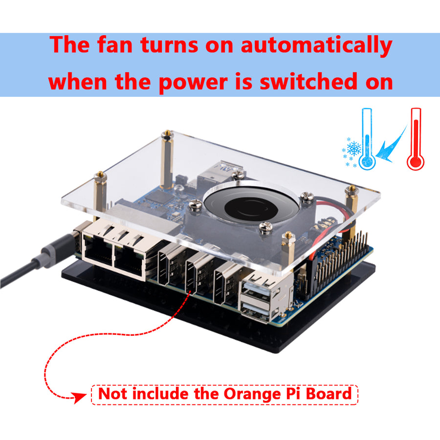 52Pi Orange Pi 5 Plus Acrylic Case Transparent Shell with Fan