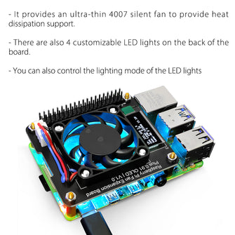 Raspberry Pi Cooling Fan Expansion Board Plus 0.91 OLED V1.0 Compatible for Raspberry Pi 4B/3B+/3B/2B