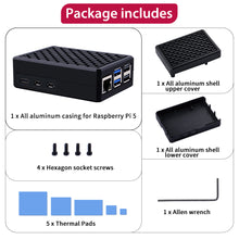 52Pi Armor Case V5 Black Aluminum Alloy Passive Cooling Enlosure Shell for Raspberry Pi 5