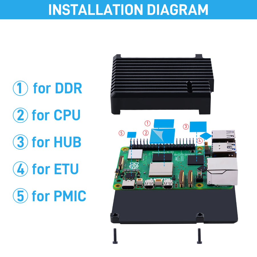 peiページ 52Pi Aluminum Case Enlosure Black With Heatsink Fan for Raspberry