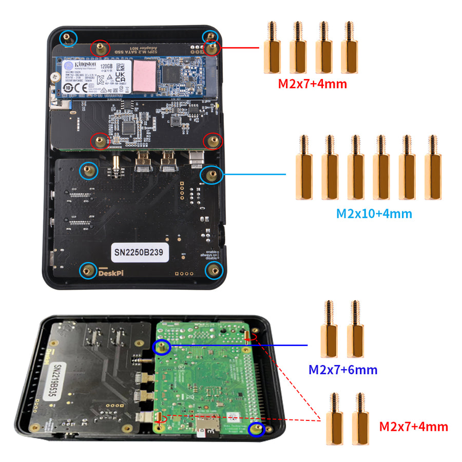 DeskPi Lite M.2 Case with M.2 SATA SSD Expansion Board for