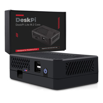 DeskPi Lite M.2 Case with M.2 SATA SSD Expansion Board for Raspberry Pi 4B, with Power Button/ Heatsink with PWM Fan/ Dual Full-Size HDMI/Extra Two USB Ports