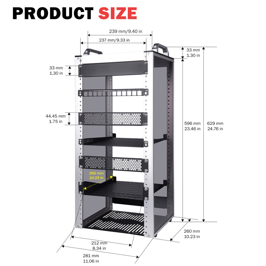 DeskPi RackMate 10 Inch 12U Server Cabinet, T2 Rackmount for Network ...
