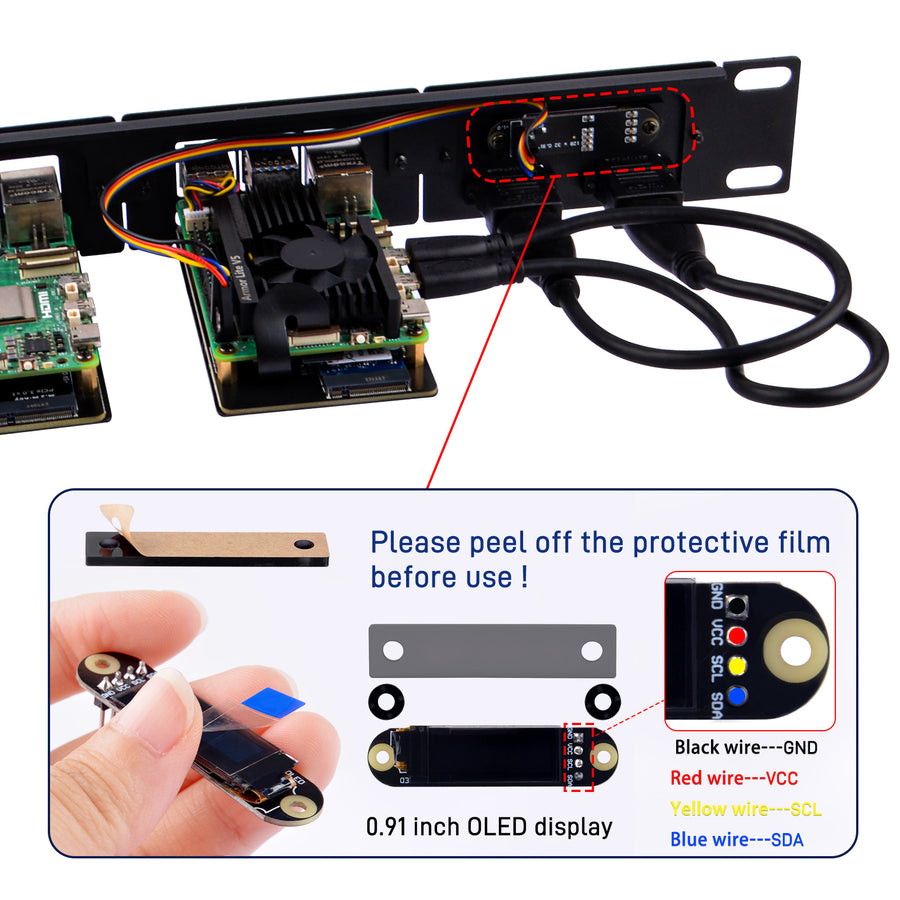 RS01 1U Rack Mount for Raspberry Pi5 with four RS-P11 Expansion