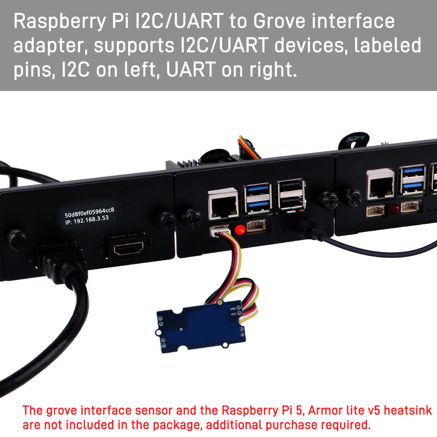 RS01 1U Rack Mount for Raspberry Pi5 with four RS-P11 Expansion