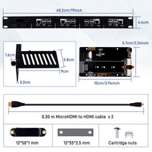 RS01 1U Rack Mount for Raspberry Pi5 with four RS-P11 Expansion Board for RS-P22 Raspberry Pi5 Supports M.2 NVMe 2230/2242/2260/2280 SSD