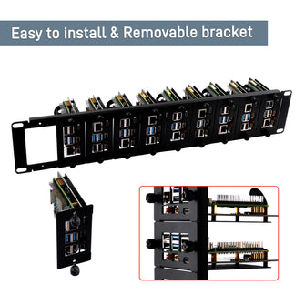 52Pi 19 Inch 2U Rack Mount for Raspberry Pi5/4B with 10 PCIE NVME Expansion Board Supports M.2 NVMe SSDs