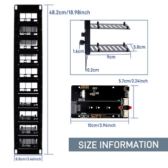 52Pi 19 Inch 2U Rack Mount for Raspberry Pi5 with 10 PCIE NVME Expansi ...