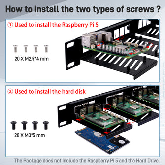 52Pi 19 Inch Removable 1U Rack Mount with 5 Mounting Ports for Raspberry Pi 5/4B/3B+