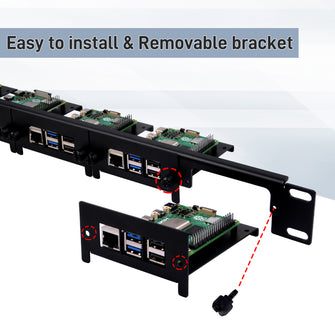 Pi 19 Inch Rack 52Pi 19 Inch Removable 1U Rack Mount with 5 Mounting Ports for Raspber ...