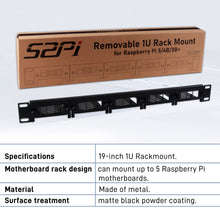52Pi 19 Inch Removable 1U Rack Mount with 5 Mounting Ports for Raspberry Pi 5/4B/3B+