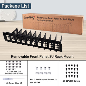 52Pi 19 Inch Removable Front Panel 2U Rack Mount for Raspberry Pi 5/4B