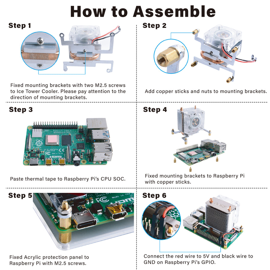 52Pi ICE-Tower CPU Cooling Fan V2.0 for Raspberry Pi 4 B / 3B+