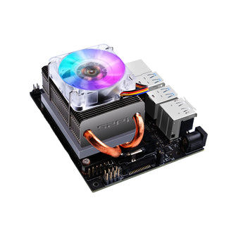 52Pi ICE Tower Cooling Fan for NVIDIA Jetson Nano, Horizontal Radiator with Colorful LED Low-Profile Cooler