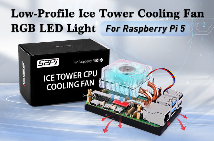 GeeekPi Mini Tower NAS Kit for Raspberry Pi, Pi ICE Tower Cooler with PWM  RGB Fan, M.2 SATA SSD Expansion Board, GPIO 1 to 2 Expansion Board for