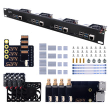 52Pi 1U Rack Steel Bracket Kit For Raspberry Pi 4B Clusters 19 Inch 4 Slots Heatsinks TF Card to FPC Board Cooling Fan Cable