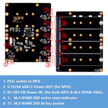 52Pi N16 Quad NVMe expansion board for Raspberry Pi 5, Support M.2 NVMe SSDs  2230/2242/2260/2280