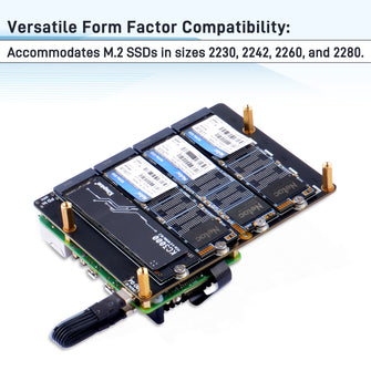 52Pi N16 Quad NVMe expansion board for Raspberry Pi 5, Support M.2 NVMe SSDs  2230/2242/2260/2280