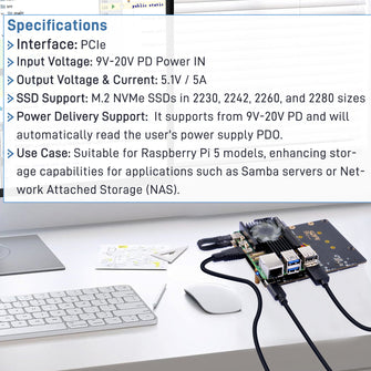 52Pi N16 Quad NVMe expansion board for Raspberry Pi 5, Support M.2 NVMe SSDs  2230/2242/2260/2280