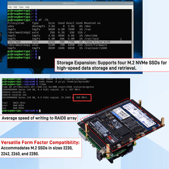 52Pi N16 Quad NVMe expansion board for Raspberry Pi 5, Support M.2 NVMe SSDs  2230/2242/2260/2280